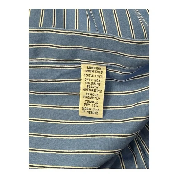 Ralph Lauren Button Down Shirt Blue Stripe Long Sleeve Classic Men 17 1/2 32/33 - Picture 9 of 10